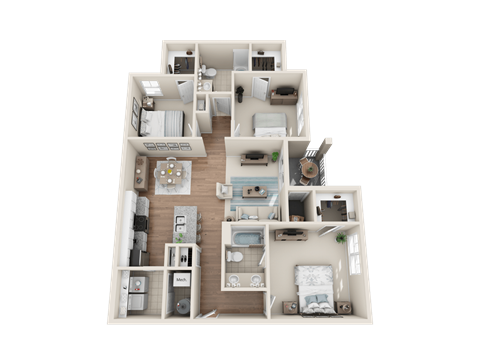Floor plan for 3 beds, 2 baths, 1200 sqft